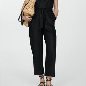 Mango Black Belted Jumpsuit